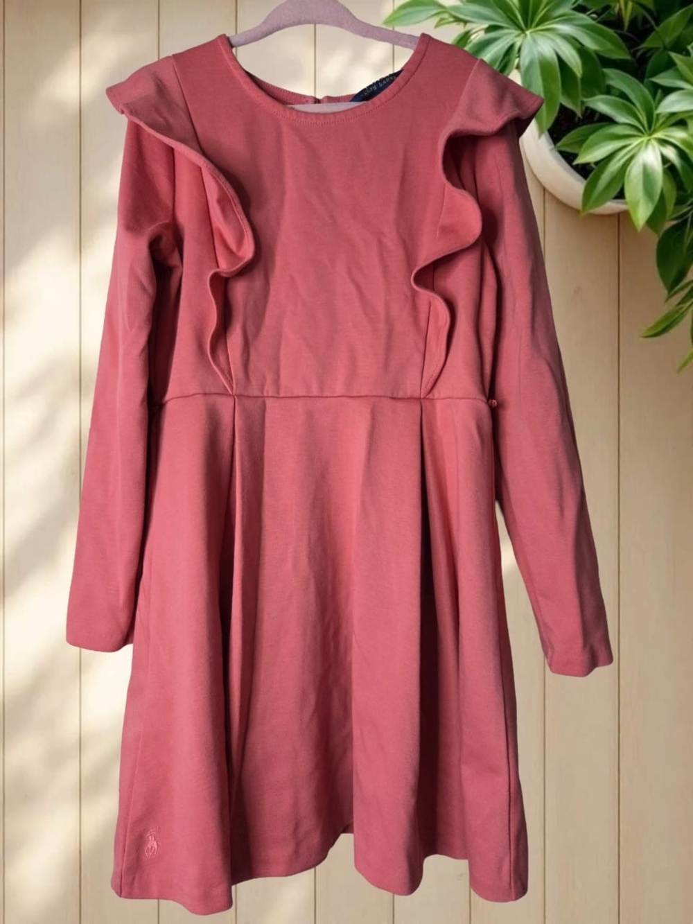 Polo by Ralph Lauren Girls' Ruffle Long Sleeve Dress - Rose
